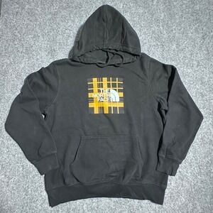 The North Face Black Plaid Logo Hoodie‎ Men's Casual Comfort Size M